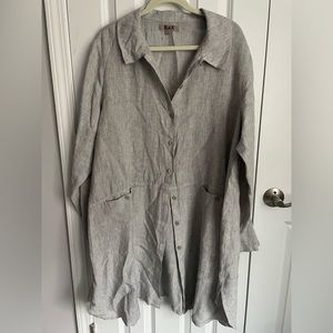 100% to CHARITY FLAX 100% Organic Linen button-down shirt dress Large 1X 2X 3X
